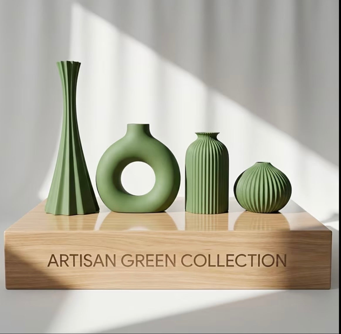 Artisan Green Vase Collection – Set of 4