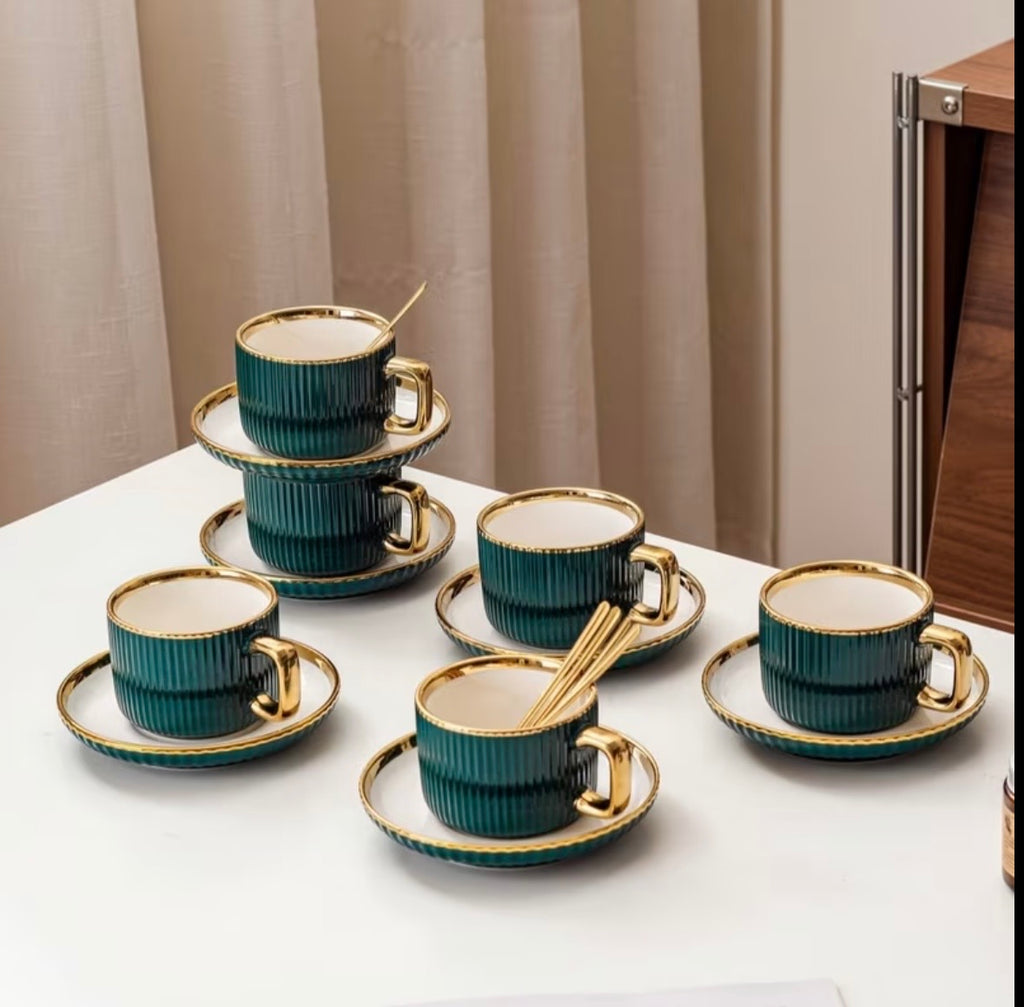 Premium Espresso Cup Set – 6 Cups & Saucer