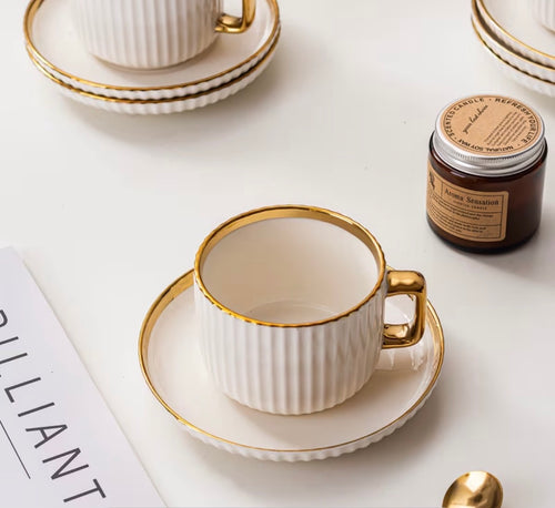 Premium Espresso Cup Set – 6 Cups & Saucer