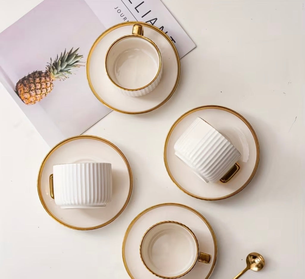 Premium Espresso Cup Set – 6 Cups & Saucer
