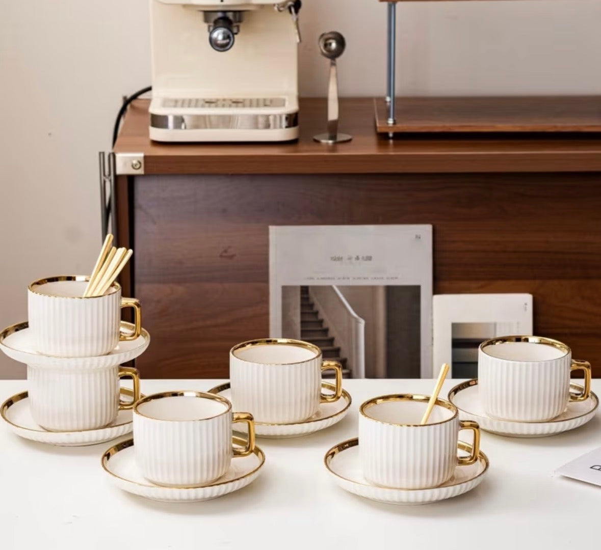 Premium Espresso Cup Set – 6 Cups & Saucer