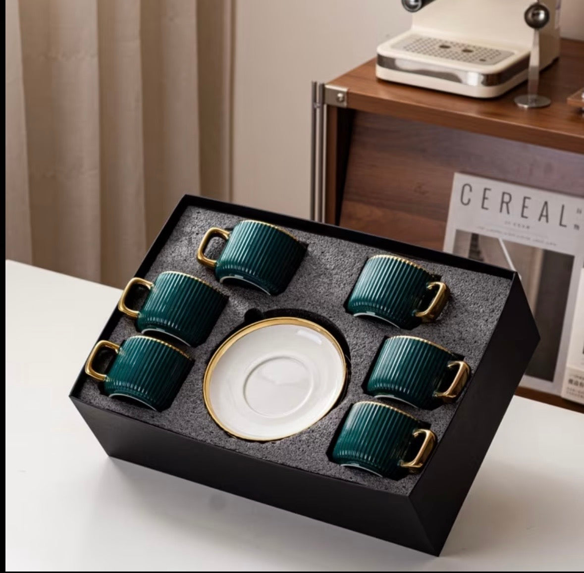 Premium Espresso Cup Set – 6 Cups & Saucer