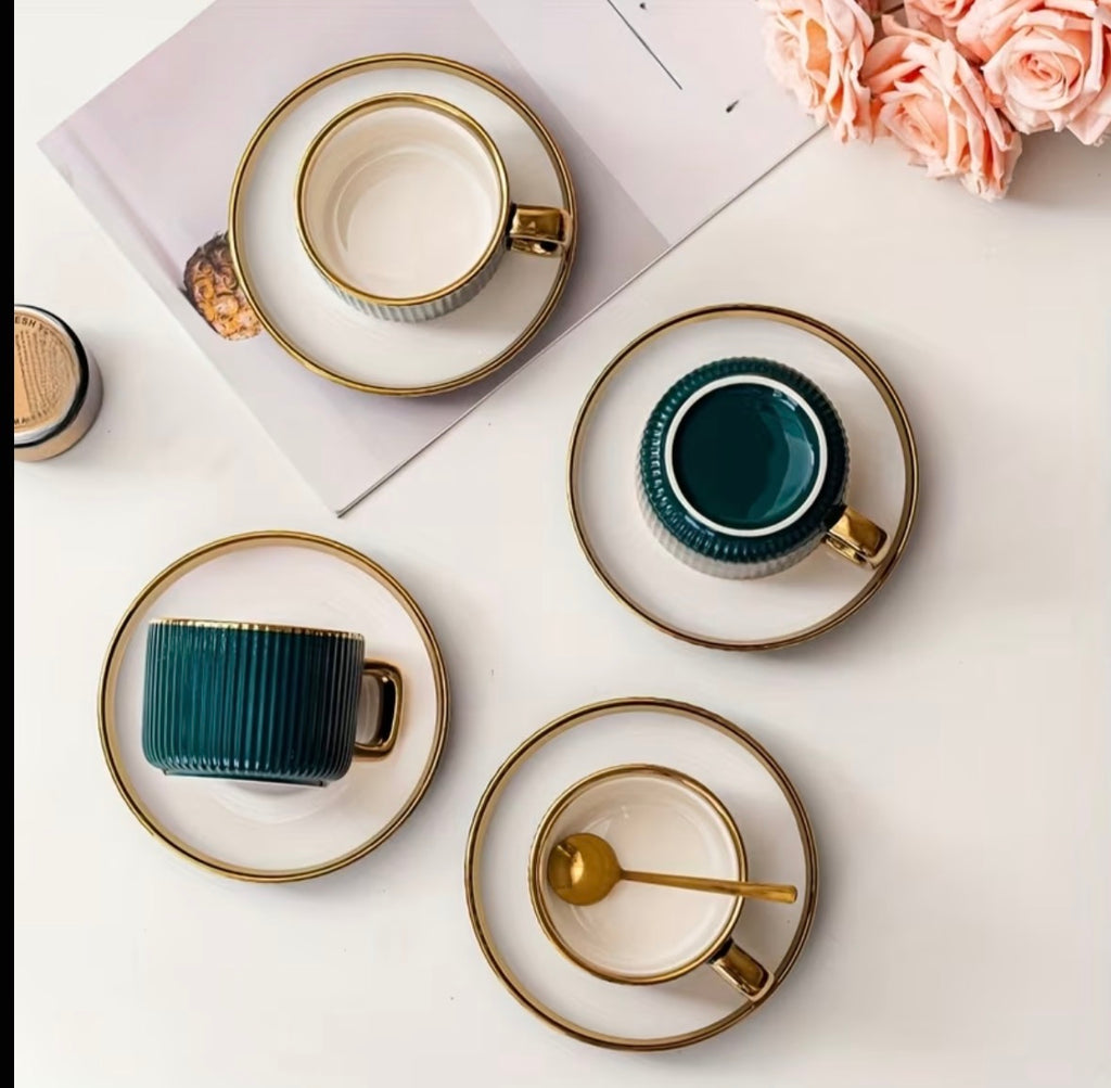 Premium Espresso Cup Set – 6 Cups & Saucer