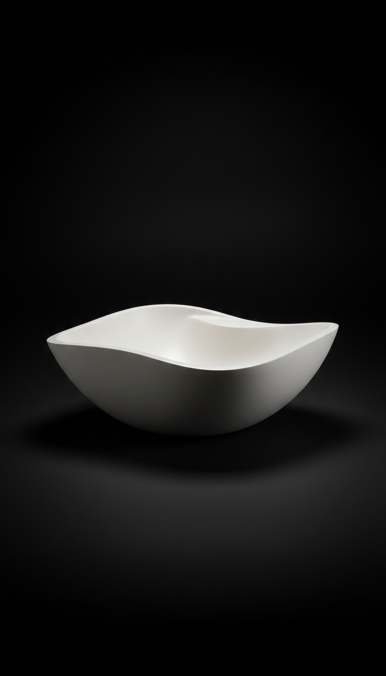 Chalk white sculptural vessel GFRC sink